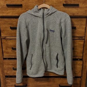 Patagonia full zip hoodie. Grey scale.